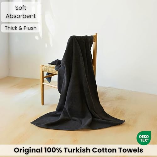 SALBAKOS Luxury 100% Turkish Cotton Bath Sheet 40x80 in (1-Piece, Black) | Extra Large Jumbo Oversized Bathroom and Beach Towel, Super Soft Highly Absorbent Thick Premium Hotel Quality, Made in Turkey - color: Black, size: Jumbo Bath Sheet