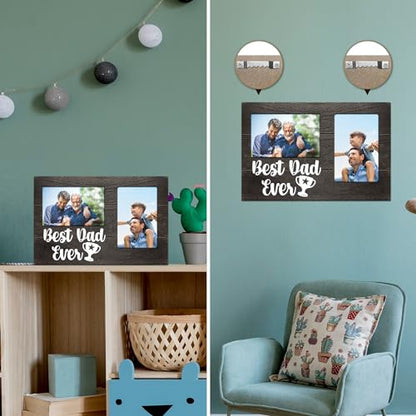 Gifts for Dad Christmas, Dad Gifts from Daughter Son 3D Photo Frame Hold 4x6 Inches Two Photos, Gift for Daddy Who Wants Nothing on Father's Day Birthday - color: dad