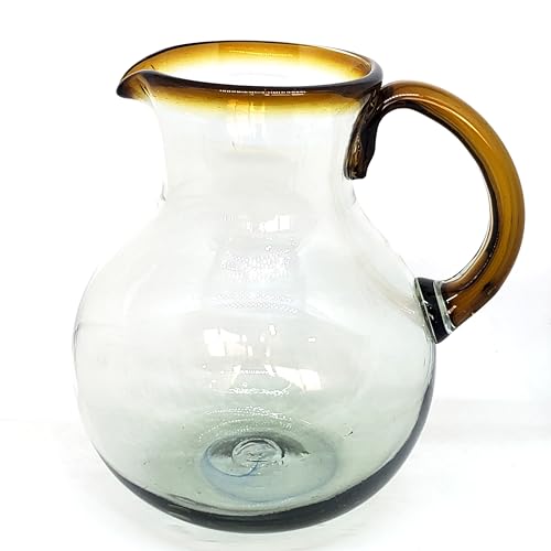 Amber Rim 120 oz Large Bola Pitcher, Recycled Glass, Lead-free, Toxin-Free (Pitcher) - style: 120 oz Bola Pitcher