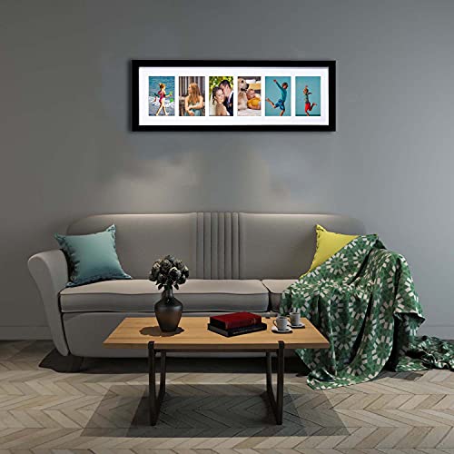 Adeco Decorative Handcrafted Wood Wall Hanging Collage Picture Frame with 6-3.5 x 5 Inch Openings - color: 6 Opening