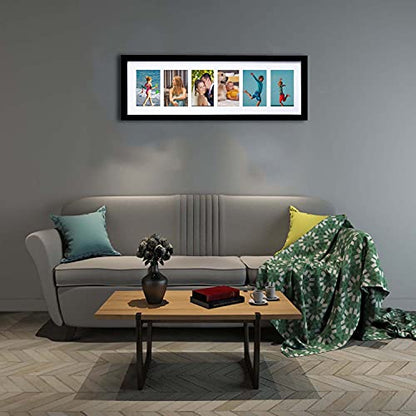 Adeco Decorative Handcrafted Wood Wall Hanging Collage Picture Frame with 6-3.5 x 5 Inch Openings - color: 6 Opening