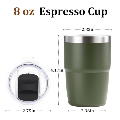 Zenbo 8 oz Stackable Espresso/Coffee Cups with Magnetic Lid, Ceramic-Lined | 18/8 Stainless Steel Mini Tumblers, Double-Wall Vacuum Insulated & Dishwasher Safe for Travel, Office, Hot Pink-2 Pack - color: Hot Pink