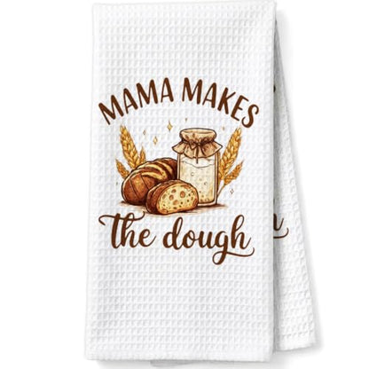 Sourdough Baking Gifts Dish Towels for Women Hostess, Baker Mom Waffle Weave Kitchen Towels for Bread Lover, Mama Makes The Dough - color: Dough