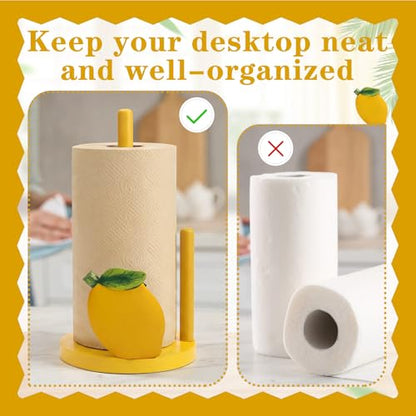 Lemon Paper Towel Holder 3D Lemon Kitchen Decor Countertop Toilet Paper Towel Stand 12.5 Inch Yellow Resin Decorative Funny Housewarming Gifts for Women Farmhouse, Home Decor - style: Lemon