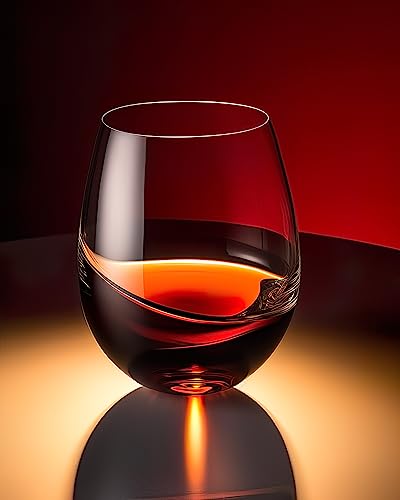 LUXU Stemless Wine Glasses(Set of 6)-20 oz | Crystal Wine Cups for Red,White Wine,Large Water Juice Glasses,No Stem Glass Beverage Cups,Clear Drinking Tumblers - color: Clear - 6 Pack