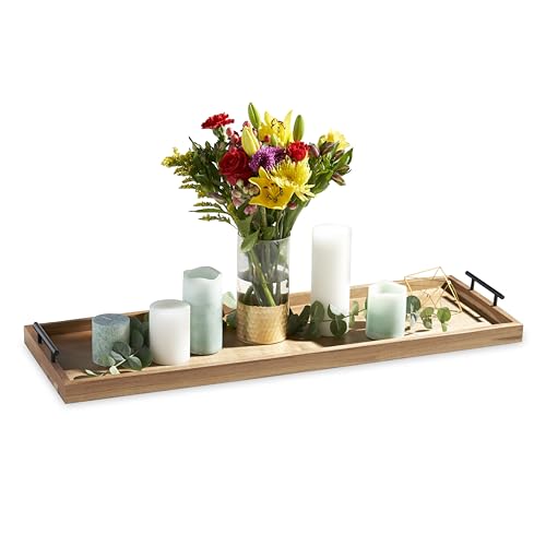 Twine Modern Manor Longboard Cheese Platter with Handles, Rectangular Cheese Board and Home Decor Tray, Dining Table Accessories Acacia Wood Set of 1 - style: Modern Manor Longboard