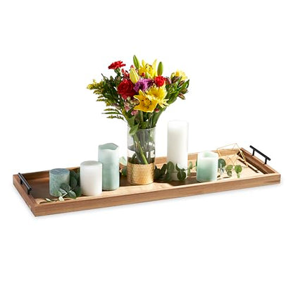 Twine Modern Manor Longboard Cheese Platter with Handles, Rectangular Cheese Board and Home Decor Tray, Dining Table Accessories Acacia Wood Set of 1 - style: Modern Manor Longboard