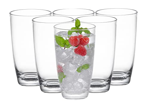 KLIFA- ETON, 20.8 oz, Set of 6, Acrylic Highball Drinking Glasses Set, Iced Tea Cups, BPA-Free, Stackable Plastic Drinkware, Dishwasher Safe Cups, Clear - color: Clear, style: 20.8 ounces, Set of 6