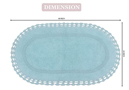 Home Weavers Hampton Crochet Reversible Bathmat 100% Cotton Bathroom Rug, Washable Rug, Extra Soft and Absorbent Bath Rug, Kitchen Mat, 24"x40" Rectangle, Aqua - color: Aqua, size: 2' x 3'4" (Oval)