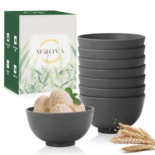 wheat straw small bowls 10oz set of 8 - Unbreakable Dessert Bowls for kids - Mini Bowl Sets for Ice Cream,Snack and Fruits - Microwave & Dishwasher Safe Appetizer Bowls (Deep Grey) - color: Deep Grey, size: 10 oz