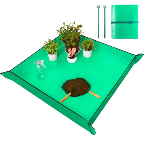 Emycool 26.8" x 26.8" Repotting Mat for Indoor Plants Transplanting Control Mess, Waterproof Potting Mat Portable Planting Potting Tray Gardening Gifts for Women and Plant Lovers, Green - color: Green, size: Small 26.8" X 26.8"