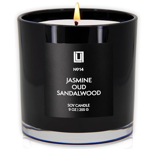 Lulu Candles | Jasmine, Oud & Sandalwood | Luxury Scented Soy Jar Candle | Hand Poured in The USA | Highly Scented & Long Lasting (9 Oz.) - size: 9 Oz.