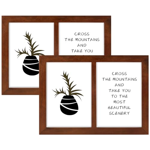 Golden State Art, 5x7 Double Picture Frame, Displays Two 5x7 Photos (Brown) | Solid Wood - Real Glass For Tabletop Or Wall Mounting (Brown, 2 Pack) - color: Brown, size: 2 Openings 5x7 (2 Pack)