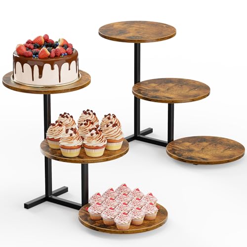 Emfogo 3 Tier Cupcake Stand for 50 Cupcakes, Wooden Cup Cake Tiered Tray Stands, Wood Desert Tier Stands for Dessert Table Display Set for Party Afternoon Tea Baby Shower Wedding Birthday (2 Pack) - color: 2pack 9.8" diameter