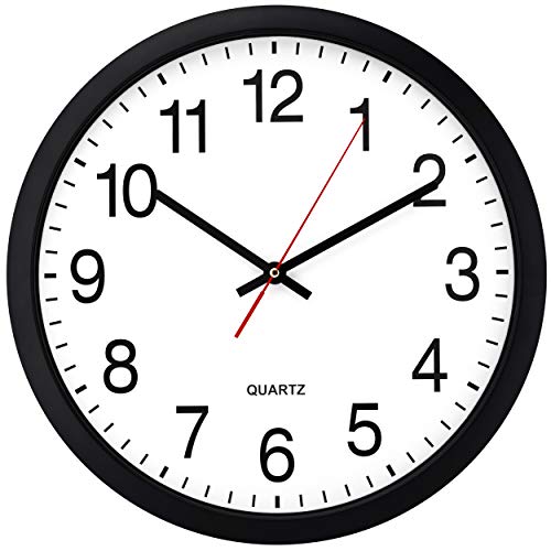 Bernhard Products Black Wall Clock Silent Non Ticking - 16 Inch Extra Large Quality Quartz Battery Operated Round Easy to Read Home/Office/Business/Kitchen/Classroom/School Clocks - size: 16 Inch