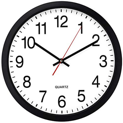 Bernhard Products Black Wall Clock Silent Non Ticking - 16 Inch Extra Large Quality Quartz Battery Operated Round Easy to Read Home/Office/Business/Kitchen/Classroom/School Clocks - size: 16 Inch