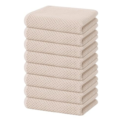 Homaxy 100% Cotton Waffle Weave Kitchen Dish Towels 8-Pack, Beige | 13 x 28 Inches, Ultra Soft Absorbent Dish Towels, Quick Drying Cleaning Towels - color: Beige, size: 13 X 28 - 8 Pack