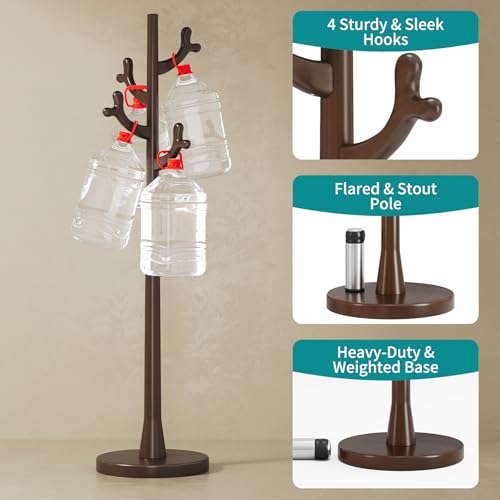 Uniclinens Coat Rack Freestanding Solid Wood Coat Tree Standing with 4 Hooks, Coat Rack Stand Creative Tree Branch-look (Dark Walnut) - color: Dark Walnut, size: Coat Tree