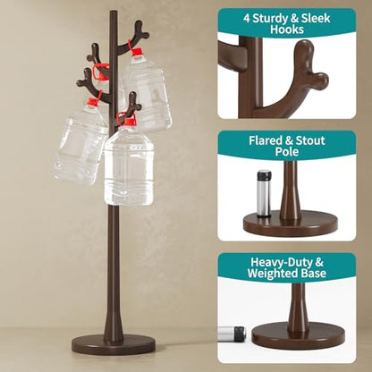 Uniclinens Coat Rack Freestanding Solid Wood Coat Tree Standing with 4 Hooks, Coat Rack Stand Creative Tree Branch-look (Dark Walnut) - color: Dark Walnut, size: Coat Tree