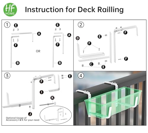 HFHOME Set of 4 Adjustable Window Planter Box Brackets, White Brackets for Window Boxes Planters, Planter Shelving with Adjustable Size The Width of The Bottom of The Planter Box (Patent Registered) - size: Set of 4 - White