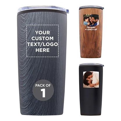DISCOUNT PROMOS Custom Plastic Tumbler 20 oz., Personalized - With lid, Ice Coffee Tumbler, To Go Cup, Insulated - Grey - color: - Custom – Grey