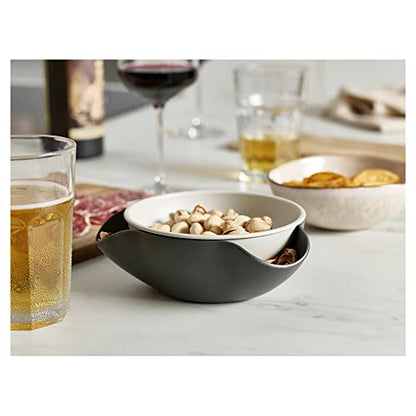 Joseph Joseph Double Dish Pistachio and Snack Serving bowl with Food Waste Compartment, BPA-Free - Grey - color: Gray