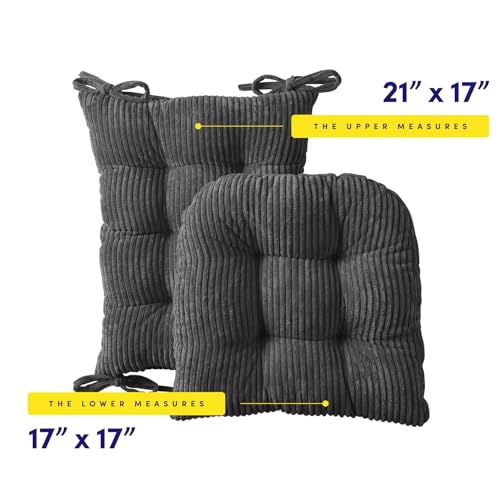 Rocking Chair Cushion Premium Tufted Pads Non Skid Slip Backed Crushed Velvet Cover Set of Upper and Lower with Ties, 21 in x 17 in | 17 in x 17 in, Velvet Gray - color: Velvet Gray, style: 21" X 17"/17" X 17" (Pack of 1)