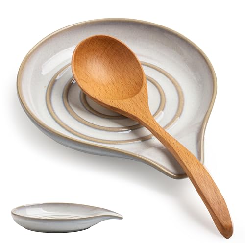 Ceramic Spoon Rest for Stove Top, Large Spoon Holder for Kitchen Counter, Heat-Resistant & Easy to Clean, Non-Stick Spatula Holder for Cooking, Coffee Spoon, Kitchen Decor, White - color: White