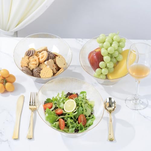 bUCLA 12 Pack Gold Glitter Plastic Serving Bowls - 20 OZ Disposable Snack, Fruit, Chip, Candy Angled Serving Bowls for Party & Thanksgiving - color: Gold Glitter, size: 20oz