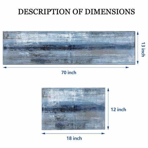 Mcalk Dark Blue Table Runner and Placemats Set of 6 Pieces, Blue Placemat, Cloth Place Mats Indoor for Kitchen, Washable Abstract Placemats Linen Material for Dining Table - color: 01dark Blue