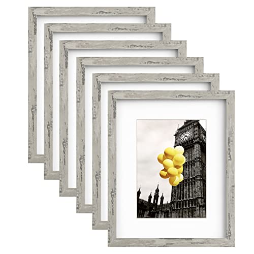 8x10 Picture Frame Set for Wall Collage - 6 pcs Rustic Gray Farmhouse Photo Frames for Hanging Wall or Tabletop Decor - color: Distressed Gray, size: 8x10