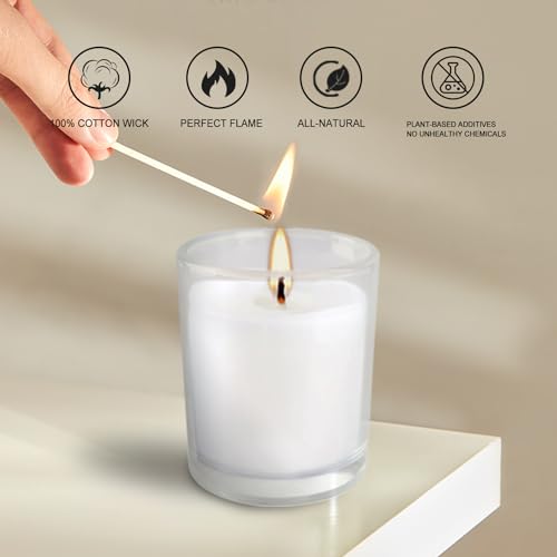 48 Pack Warm White Unscented Clear Glass Filled Votive Candles. Hand Poured Wax Candle Ideal Gifts for Aromatherapy Spa Weddings Birthdays Holidays Party. - color: 48PackWhite2