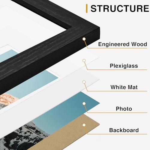 Vittanly 12 Pack Gallery Wall Frame Set, Black, Walnut Brown, White | Gallery Wall Frame Set: 4pcs 8x10, 4pcs 5x7 & 4pcs 4x6 Photos for Wall & Table, Picture Frames made of Engineered Wood - color: Black & Walnut Brown & White