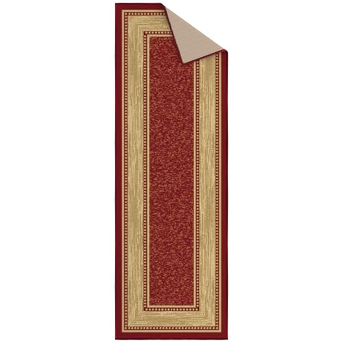 Ottomanson 2x5 Kitchen Rug Runner – Non-Slip Entryway Rug - color: Border Red, size: 1'8" x 4'5" (Runner)
