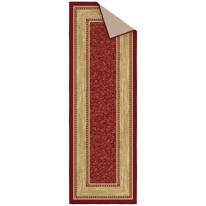 Ottomanson 2x5 Kitchen Rug Runner – Non-Slip Entryway Rug - color: Border Red, size: 1'8" x 4'5" (Runner)