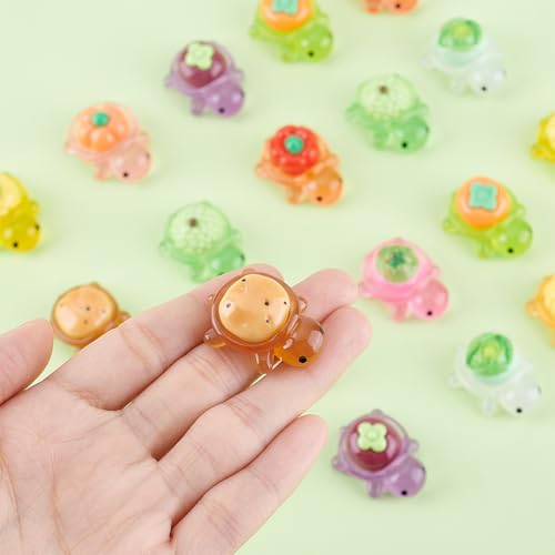 20pcs Mini Resin Luminous Turtle Figurines Fruit and Vegetable Series Turtle Mini Model Miniature Bulk Micro Landscape Accessories Pretending Prop Decorations for Garden Home