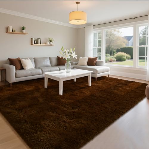 HOMORE Living Room Rug 5 x 7 Area Rug, Brown Rugs for Living Room Bedroom, Large Fluffy Rugs Super Soft Carpet for Kids Room Classroom Dorm Home | Large Fluffy Rugs Super Soft Carpet for Kids Room Classroom Dorm Home - color: Brown, size: 5' x 7' (Rectang
