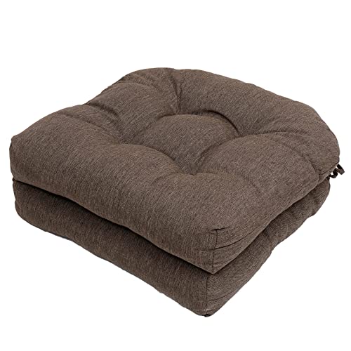 Outdoor Chair Cushions, Outdoor Cushions, Patio Chair Cushions, Indoor Full-Length Ties for Non-Slip Support, Premium Comfortable Thick Fiber, Set of 2 (Brown, 19 x19 Inch) - color: Brown, size: 19" x 19"