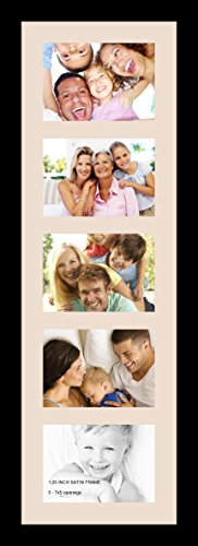 ArtToFrames Collage Photo Frame Single Mat with 5-5x7 Openings with Satin Black Frame and Alabaster mat. - color: 5 - 5x7 - (2137), size: Alabaster