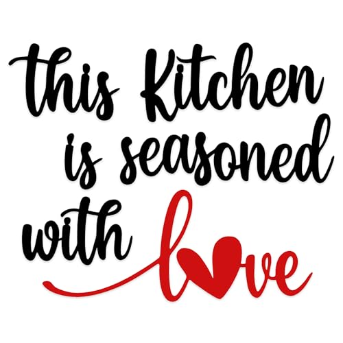 This Kitchen Is Seasoned with Love Kitchen Sign – Metal Wall Decor for Farmhouse Kitchen – Kitchen Wall Art for Dining Room, Coffee Shop – Rustic Kitchen Decorations for Wall