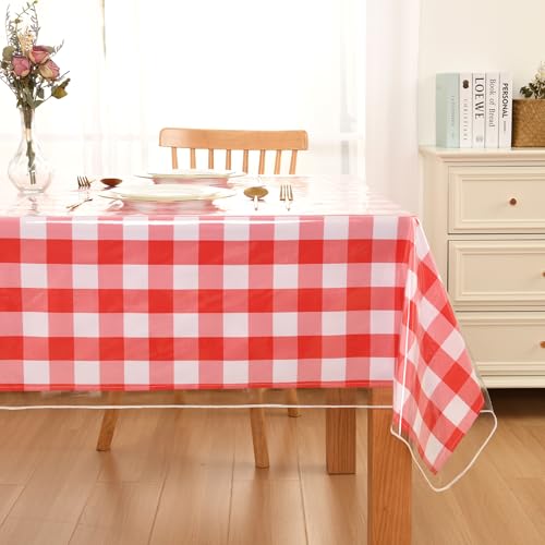 DWCN Clear Plastic Tablecloth Rectangle - 100% Waterproof, Oilproof, Stain Resistant Table Cloth Protector Transparent PVC Vinyl Table Cover for Dining, Parties, 54 x 80 Inch - size: 80" x 54" (Rectangular)