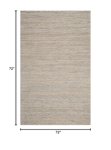 SAFAVIEH Cape Cod Collection Area Rug - 6' Square, Grey & Sand, Handmade Flat Weave Jute, Ideal for High Traffic Areas in Living Room, Bedroom (CAP412A) - size: 6' x 6' (Square)
