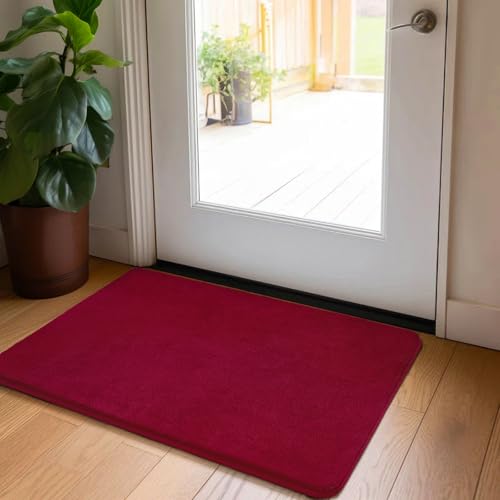 HOMORE 2x3 Entryway Rug, Small Burgundy Rugs for Bedroom | Thickened Memory Foam Area Rug for Bedside, Non Slip Washable Rugs for Entrance Kitchen Dorm Home Office - color: Burgundy, size: 2 x 3 Feet (Rectangular)