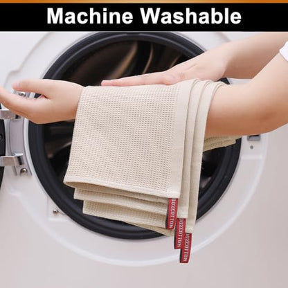 Homaxy 100% Cotton Waffle Weave Dish Cloths, 12 Pack, Beige | Soft and Absorbent Dish Towels, 12 x 12 Inches Quick Dry Dish Rags - color: Begie, size: 12 x 12 - 12 Pack