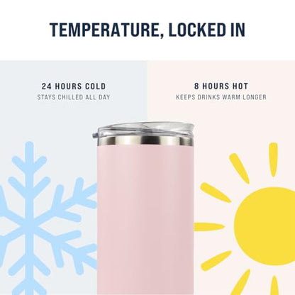 Hogg 20 oz Skinny - Light Pink, Powder Coated Tumblers for Laser Engraving, Engravable Tumblers Bulk, Stainless Steel Cups Bulk, Insulated Cups with Lids - color: Light Pink