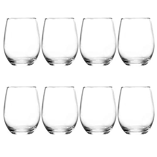 Stemless Wine Glasses 20oz,Red White Wine Glass Set of 8 | Clear, Drinking Glasses with Durable Chip Resistant Rim, Large Wine Glass for Birthday, Wedding, Christmas, Anniversary