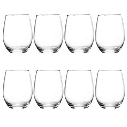 Stemless Wine Glasses 20oz,Red White Wine Glass Set of 8 | Clear, Drinking Glasses with Durable Chip Resistant Rim, Large Wine Glass for Birthday, Wedding, Christmas, Anniversary