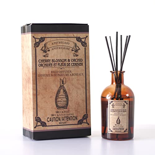 Hosley Reed Diffuser Set, 6.1 oz Cherry Blossom & Orchid Scented Diffuser with Sticks Home Fragrance Reed Diffuser for Bathroom Shelf Decor for Weddings, Spa, Reiki, Meditation & Wedding Gift - color: Style7