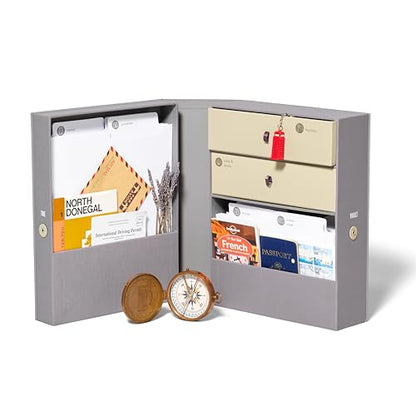 Savor | Travel and Adventure All-in-One Organizer | One Convenient Home to Keep Your Travel and Adventure Keepsakes, Mementos, Guides, Maps, Photos, Badges and Souvenirs Safe and Organized - color: Slate - No Customization, style: Travel Keepsake Box