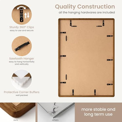 A2 Poster Frame | Solid Oak Wood Poster Frame | Picture Frame With Mat For A3 | Tempered Glass And Hanging Hardware Included | A2 Photo Frame (Walnut, 1 Pack) - color: Walnut, size: A2-1P